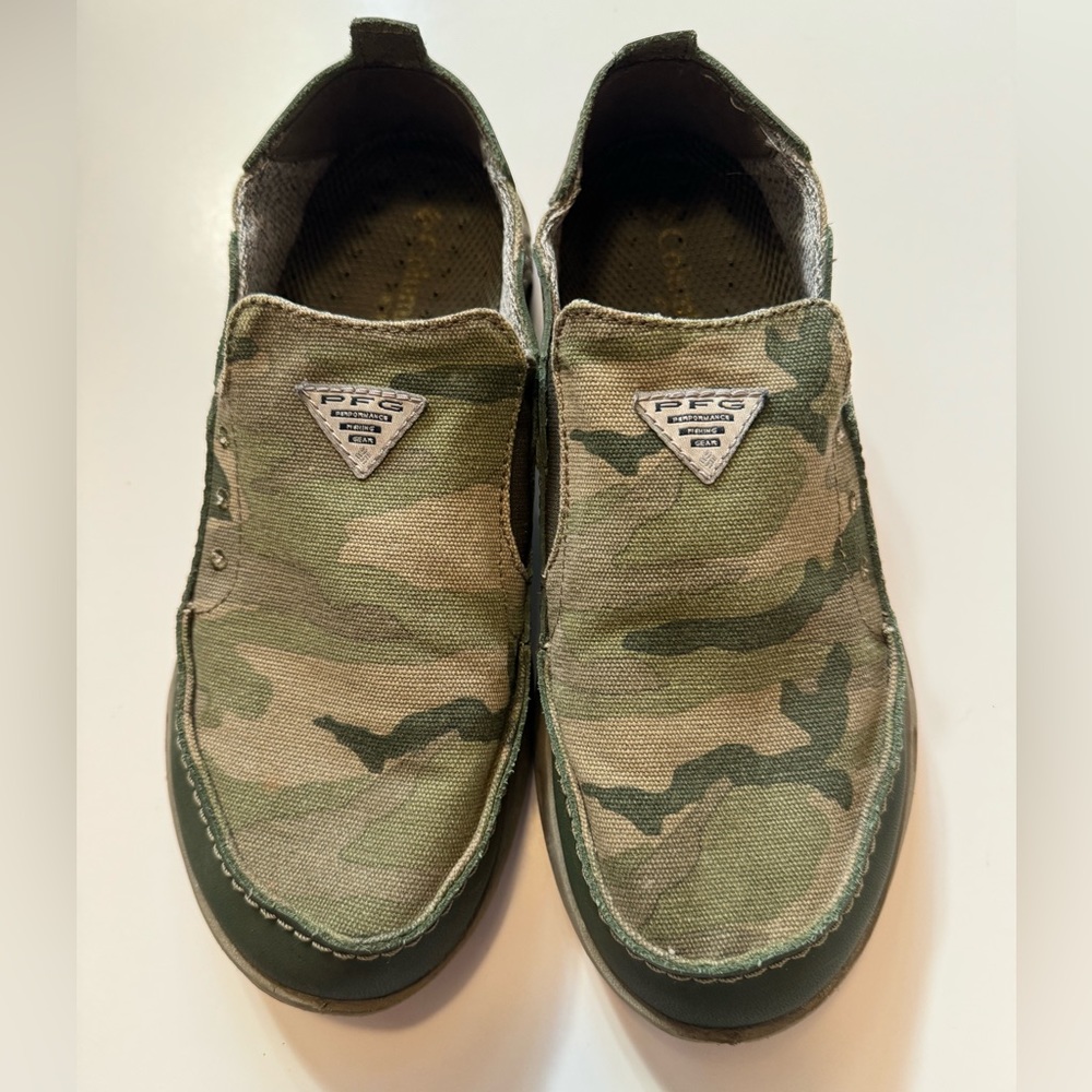 COLUMBIA PFG BAHAMA VENT GREEN CAMO BOAT WATER CASUAL TECHLITE LOAFER SIZE 8